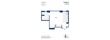A floor plan for Studio A at Sovereign The Shipyard shows a living area, a bedroom, and a bathroom.