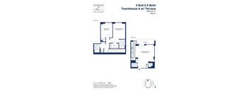 the floor plan of 2 bed 2 bath renovated apartment