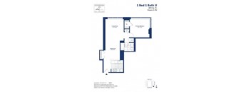 A floor plan for a 1 Bed 1 Bath unit at Sovereign The Shipyard.