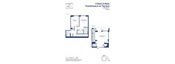 A floor plan for a 2 Bed 2.5 Bath Townhouse with a terrace.