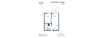 the floor plan of the 1 bed 1 bath condo
