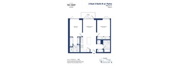 the floor plan of 2 bed 2 bath bw apt