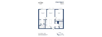 the floor plan of 2 bed 2 bath c plan