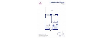 A floor plan for a 1 Bed 1 Bath C with Terrace.