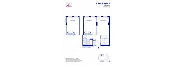 A floor plan for a 1 Bed 1 Bath F apartment.