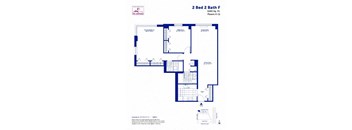 A floor plan for a 2 Bed 2 Bath F apartment.