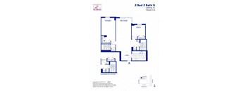 A floor plan for a 2 Bed 2 Bath G apartment.