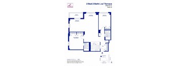 A floor plan for a 2 Bed 2 Bath LWB with terrace.