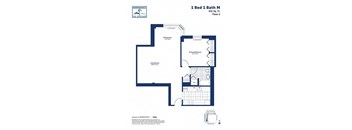 A blueprint of a 1 Bed 1 Bath M home by Independence Shipyard.