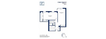 A blueprint of a 1 Bed 1 Bath 0 apartment in Independence The Shipyard.
