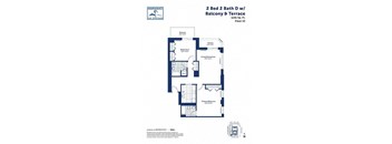 A floor plan for a 2 Bed 2 Bath duplex with balcony and terrace.