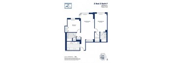 A floor plan for a 2 Bed 2 Bath F apartment at Independence The Shipyard.