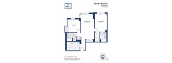 A floor plan for a 2 Bed 2 Bath apartment at Independence Shipyard.
