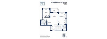 A floor plan for a 2 Bed 2 Bath House with Terrace.