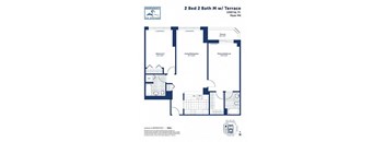A floor plan for a 2 Bed 2 Bath M/W with Terrace.