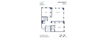 A floor plan for a 2 Bed 2 Bath D apartment at The Shipyard.