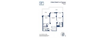 A floor plan for a 2 Bed 2 Bath F w/ Terrace.