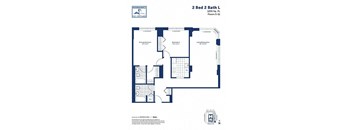 A floor plan for a 2 Bed 2 Bath property.