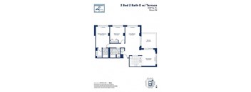 A floor plan for a 2 Bed 2 Bath O w/ Terrace.