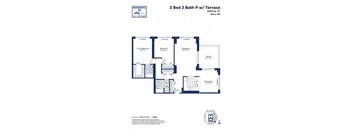A floor plan for a 2 Bed 2 Bath property with a terrace.