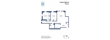 A floor plan for a 2 Bed 2 Bath duplex apartment.