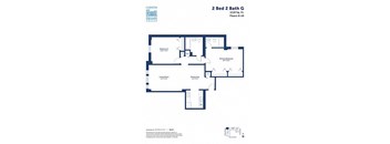 A floor plan for a 2 Bed 2 Bath apartment at Hudson Square.