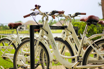 a group of bikes parked next to each other