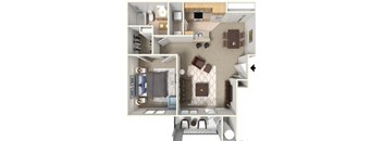 1 Bed 1 Bath Floor Plan