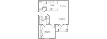 1 Bedroom Floorplan 701 SQFT