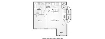 The Royal 1 Bedroom 1 Bathroom Floor Plan