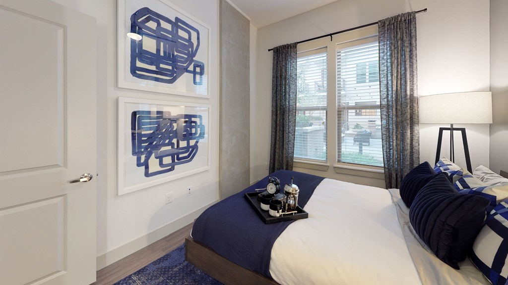 Bedroom interior facing the exterior window