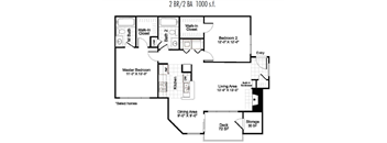 B1 Floor Plan at Bridges at Mallard Creek Apartment Homes, Charlotte, NC