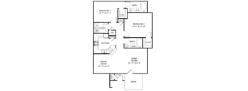 Two bedroom two bath floor plan