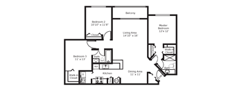 Palm 3 Bedroom Floor Plan
