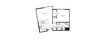 1 Bedroom 1 Bathroom Floor Plan 685 Square feet