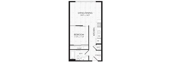 1A-L 1 Bedroom 1 Bathroom Floor Plan