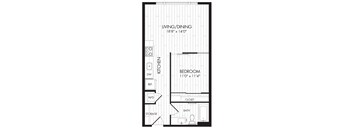 1A-R 1 Bedroom 1 Bathroom Floor Plan