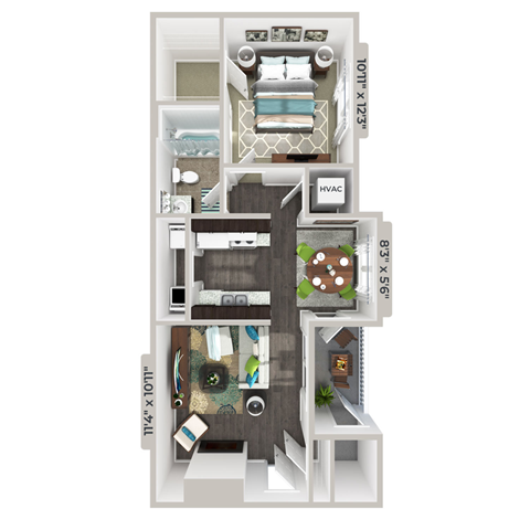 1 bedroom 1 bathroom floorplan