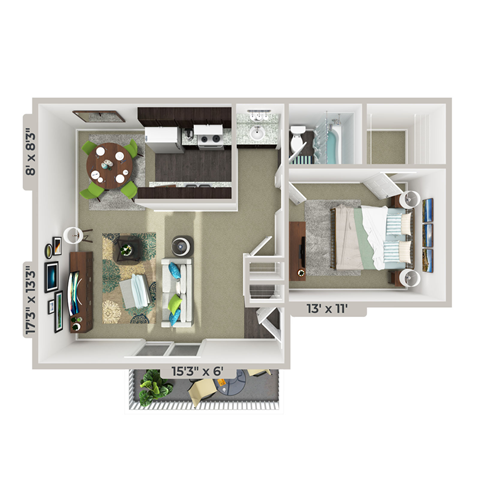 1 bedroom 1 bathroom floorplan