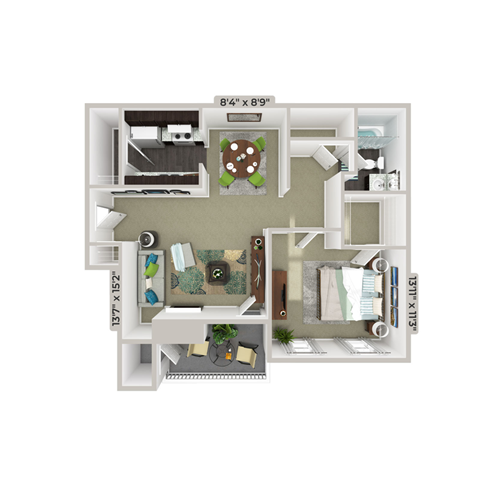 1 bedroom 1 bathroom floorplan
