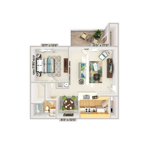 1 bedroom 1 bathroom floorplan