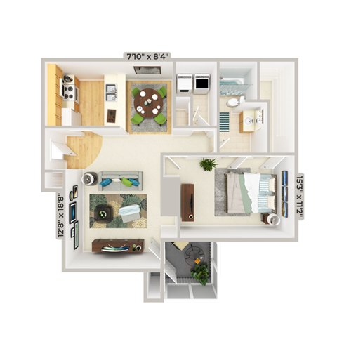 Carter Floor Plan at Brandemere Apartment Homes, Winston Salem, 27106