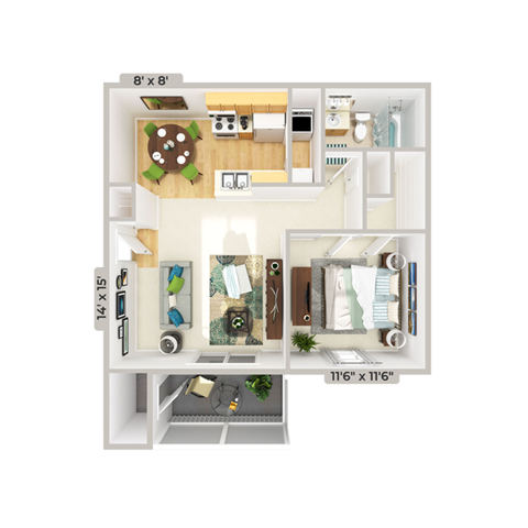 Tucker Floor Plan at Brandemere Apartment Homes, Winston Salem, NC