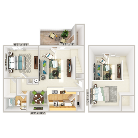 2 bedroom 1 bathroom floorplan
