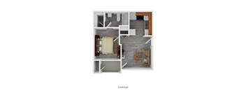 One Bedroom One Bathroom Floorplan 539