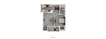 One Bedroom One Bathroom Floorplan 671