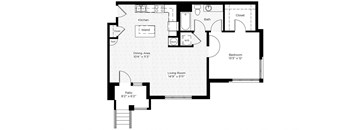1CD West 1 Bedroom 1 Bathroom Floor Plan