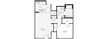 1D-S 1 Bedroom 1 Bathroom Floor Plan