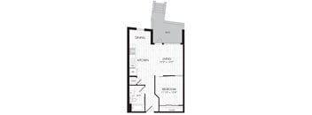 1D 1 Bedroom 1 Bathroom Floor Plan
