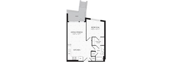 1G 1 Bedroom 1 Bathroom Floor Plan
